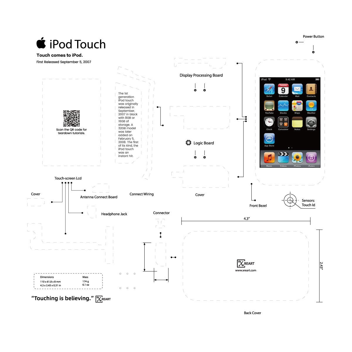 iPod Touch 1st Generation Disassembled Layout Template PDF